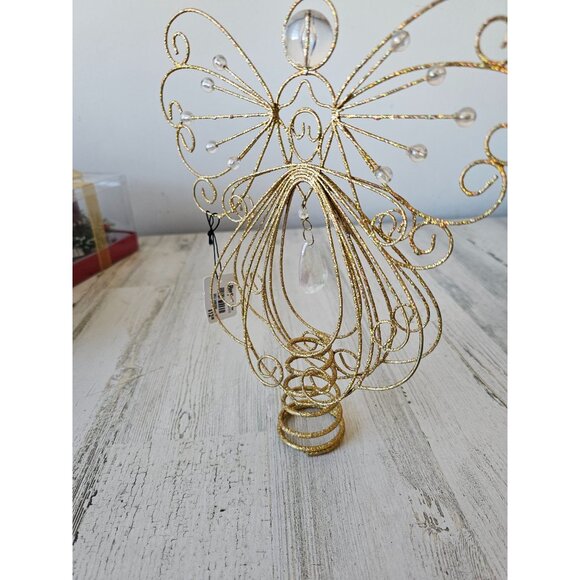 Pier 1 glitter Angel tree topper mini beaded gold never used Crystal - Picture 7 of 9